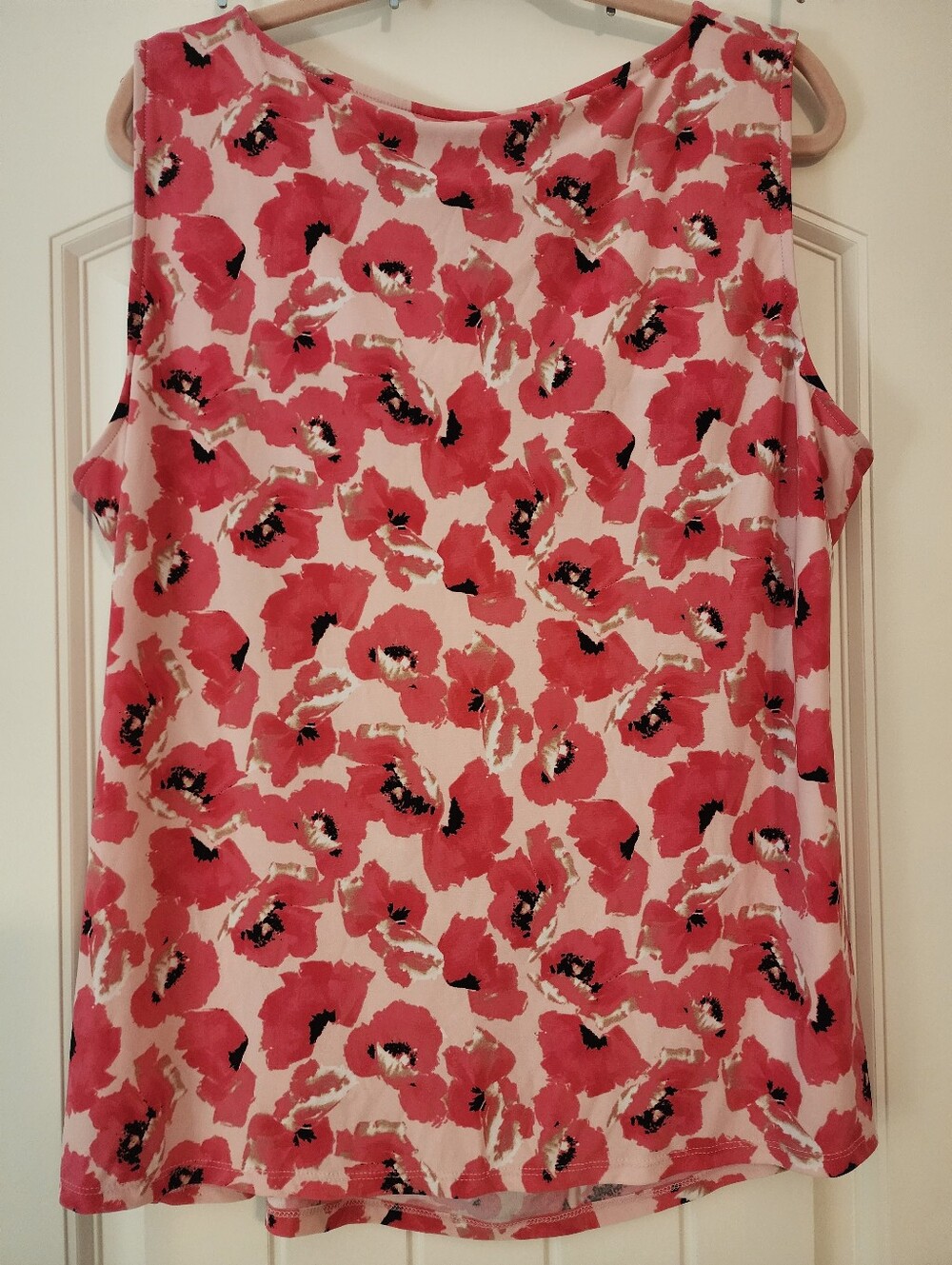 Anne Klein Sleeveless Pink White Floral Gathered Front Top NWT 2X Coastal - Picture 3 of 9